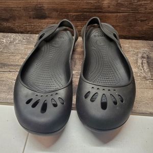 Crocs Women's Alice Mary Jane Flat Shoes with Strap Lightweight Black Size 10